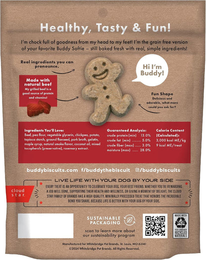 Buddy Biscuits Softies 5 Oz Pouch, Grain-Free Soft & Chewy, Natural Grilled Beef Flavor Dog Treats, Oven Baked in the USA2
