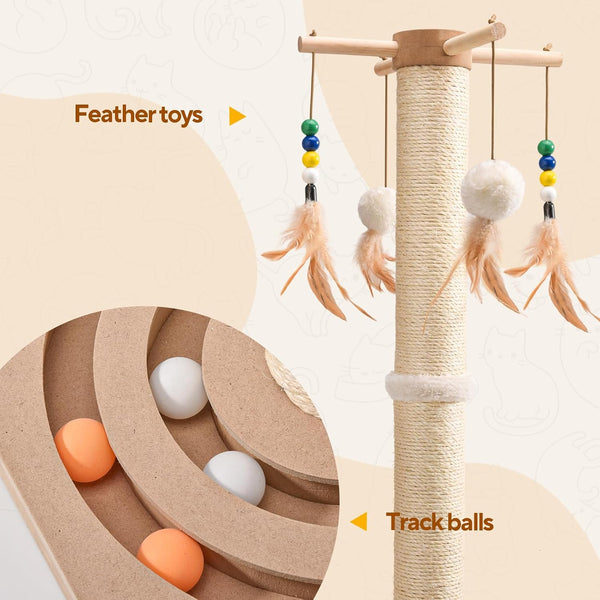 LIFLIX 25 Inches Cat Scratching Post with Interactive Toys, Sisal Cat Scratch Post with Sturdy Ball Track Base for Indoor Cats and Kittens3