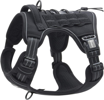Auroth Tactical Dog Harness for Large Dogs No Pull Adjustable Pet Harness Reflective K9 Working Training Easy Control Pet Vest Military Service Dog Harnesses Army Yellow L45