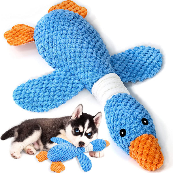 Vitscan Upgraded Goose Indestructible Dog Toys for Aggressive Chewers Small Medium Large Breed, Crinkle Squeaky Plush Dog Puppy Chew Toys for Teething, Duck Puppy Toys1