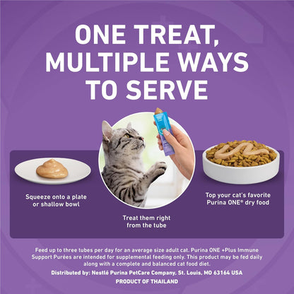 Purina ONE plus Immune Support Purees with Real Tuna Lickable Cat Treats - 1.4 Oz (Pack of 4)6