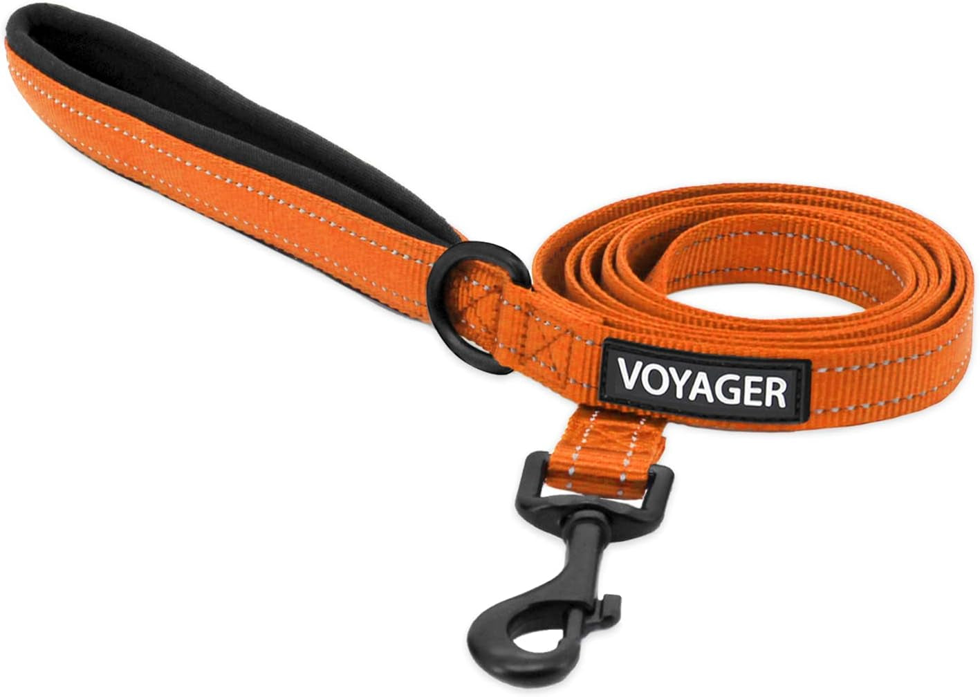 best-pet-supplies-voyager-nylon-dog-leash-fuchsia-small-5ft-in-length-5-8-in-width-reflective-soft-neoprene-handle-heavy-duty-metal-clips-for-running-walking-training