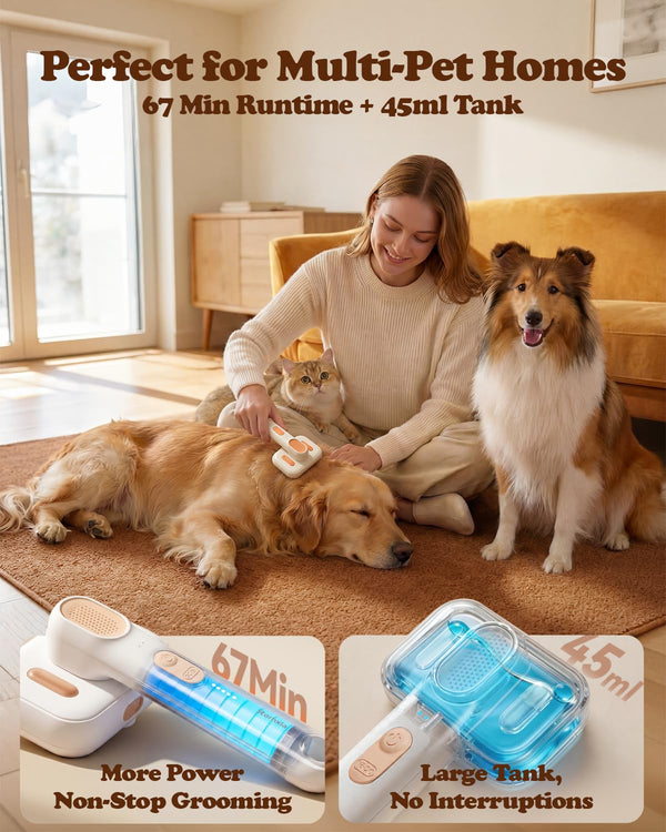 Rorhxia Steam Dog Cat Brush for Shedding, for Short/Long Haired Pet | 2026 Upgraded | Cool Steam Brush | 1*Shampoo | Skin Friendly | Self Cleaning | IPX7 Waterproof | Deodorizes | Soften the Coat8
