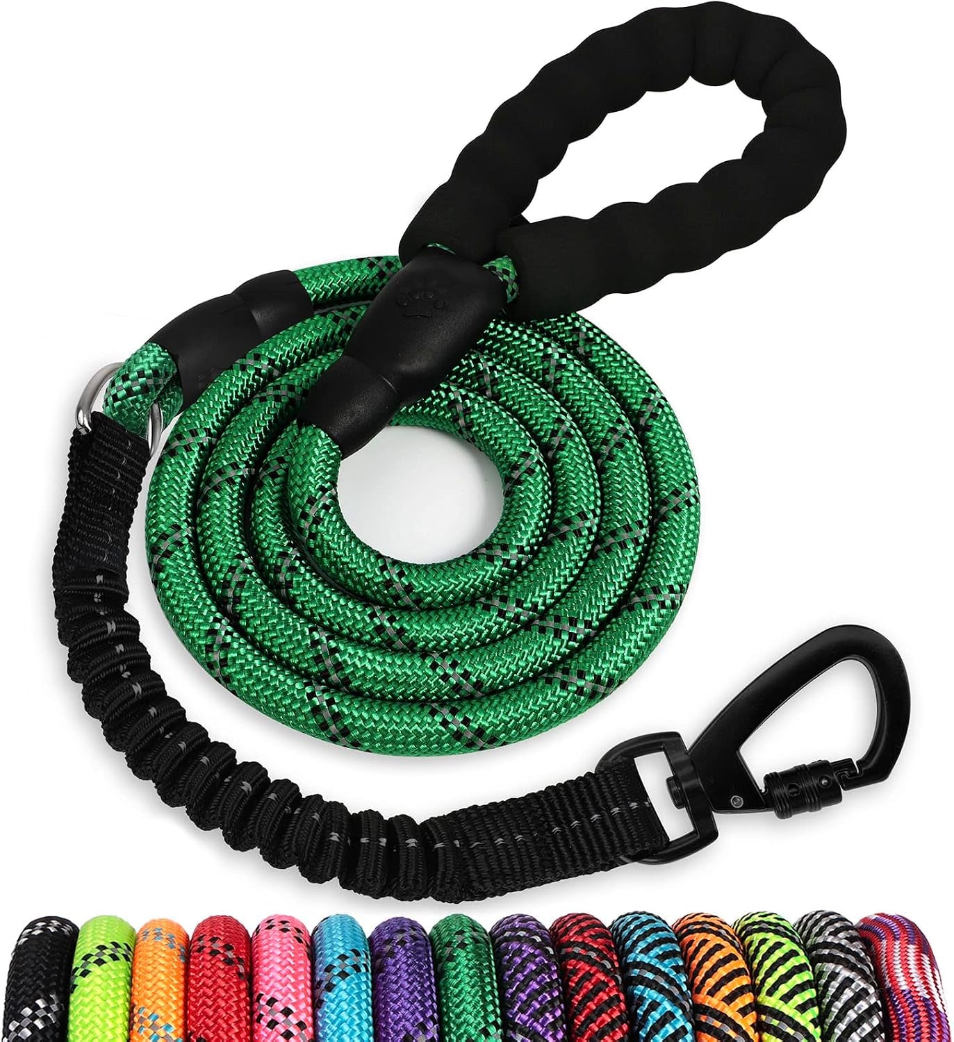 long-dog-leash-15-ft-heavy-duty-rope-leashes-for-dogs-training-with-swivel-lockable-hook-reflective-threads-bungee-and-padded-handle-dog-lead-for-large-small-medium-dogs-outside-walking-hiking