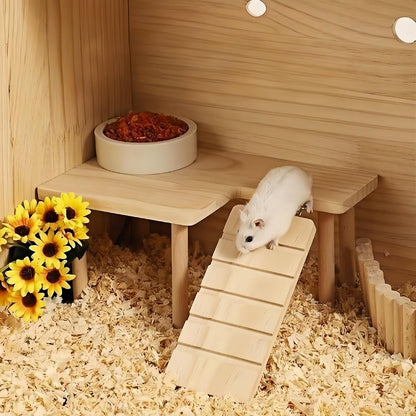 Wooden Hamster Platform for Hamster Cage Accessories Climbing Toys Dwarf Syrian Hamster Gerbil Rat Mice Degus or Other Small Pets (Rectangle)5