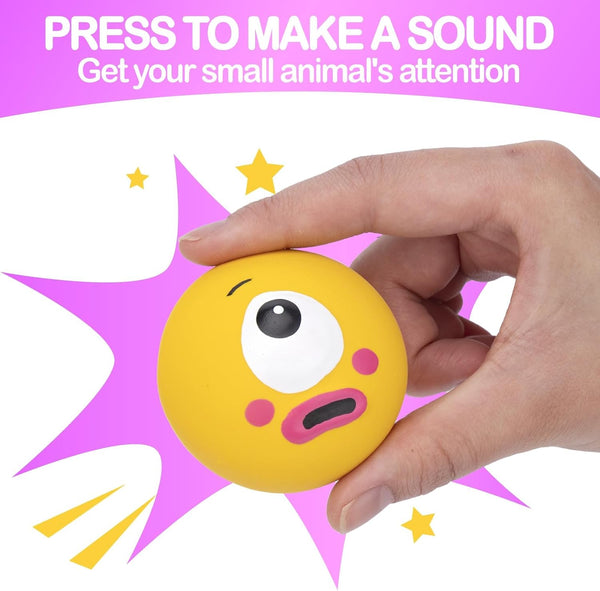 BESNEW Natural Rubber Squeaker Toys for Ferret,High Elasticity Ferret Latex Squeaker Balls 3 Pack,Tough Teething Toys Big Eyes Printed Toy Ball for Small Dogs,Easy to Clean2