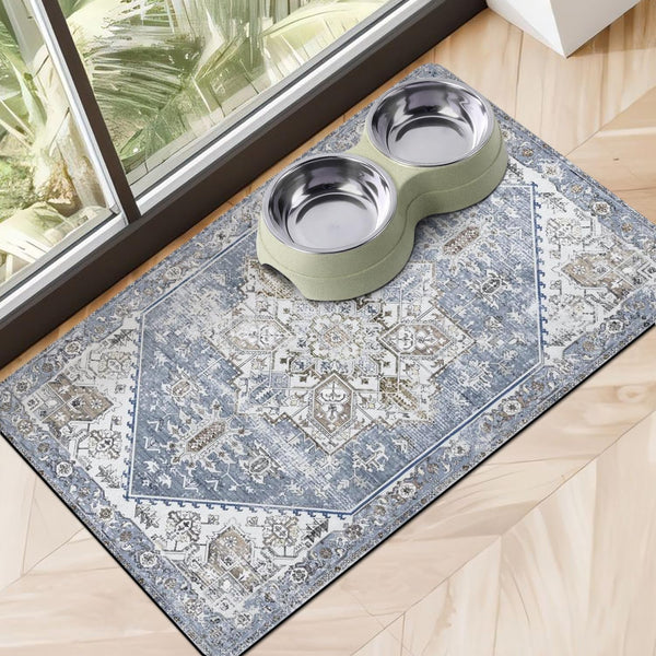 Dog Food Mats for Floors Absorbent, Pet Cat Food Mat - Non Slip Dog Bowl Mats for Food and Water, Eco-Friendly Boho Dog Placemats Feeding Mat Pet Supplies1