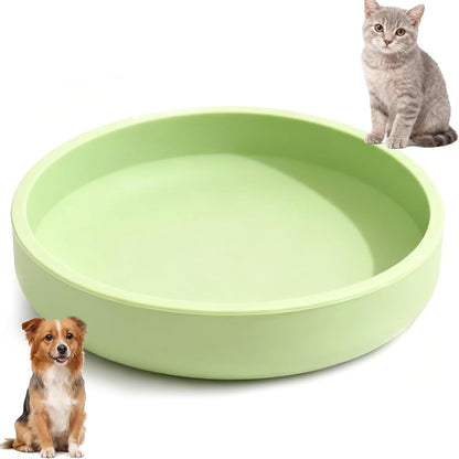 Silicone Cat Bowl Shallow Non-Slip Cat Dishes Set of 2 Relief Whisker Fatigue Small Pet Dog Bowls for Dry & Wet Food (Round Grey)10