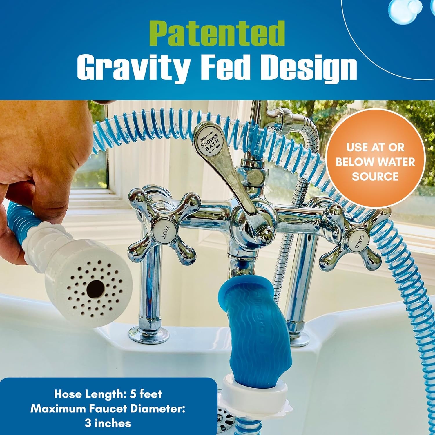 rinseroo-slip-on-bathtub-faucet-sprayer-attachment-ultra-flex-dog-shower-hose-adapter-portable-hose-attachment-with-sprayer-pet-showerhead-attach-tub-spout-5-foot-hose-no-install-for-speedy-washing