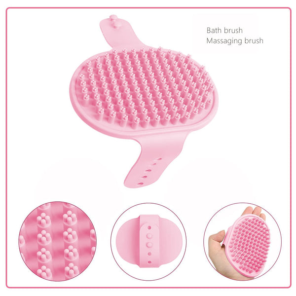Small Animal Pet Grooming Kit with Pet Shedding Slicker Brush, Bath Massage Glove, Pet Grooming Comb, Nail Clipper Trimmer for Rabbit, Puppy, Kitten, Guinea Pig, Hamster, Ferret (Pink)6