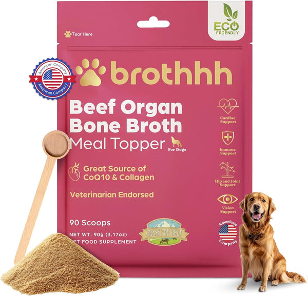 Beef Organ Bone Broth Meal Topper for Dogs - 100% Grass Fed - by Brothhh | Veterinarian Approved, Non-Gmo, No Fillers, Supports Immunity, Joint & Heart Health, Vision & Vitality1