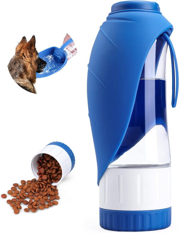 TIOVERY Upgraded Dog Water Bottle, Portable Dog Cat Puppy Pet Water Dispenser Feeder with Drinking Cup and Food Container Leak Proof for Outdoor Walking, Travel, Hiking 12OZ9