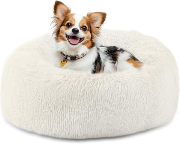 Bunlitent 39 Inch Calming Dog Bed, Donut Dog Bed for Large Sized Dog, Grey | Plush Anti-Anxiety, Donut Shape, Warming Cozy, round Cuddler Nest, Soft Cute,Marshmallow Cuddler Nest Pet Bed17