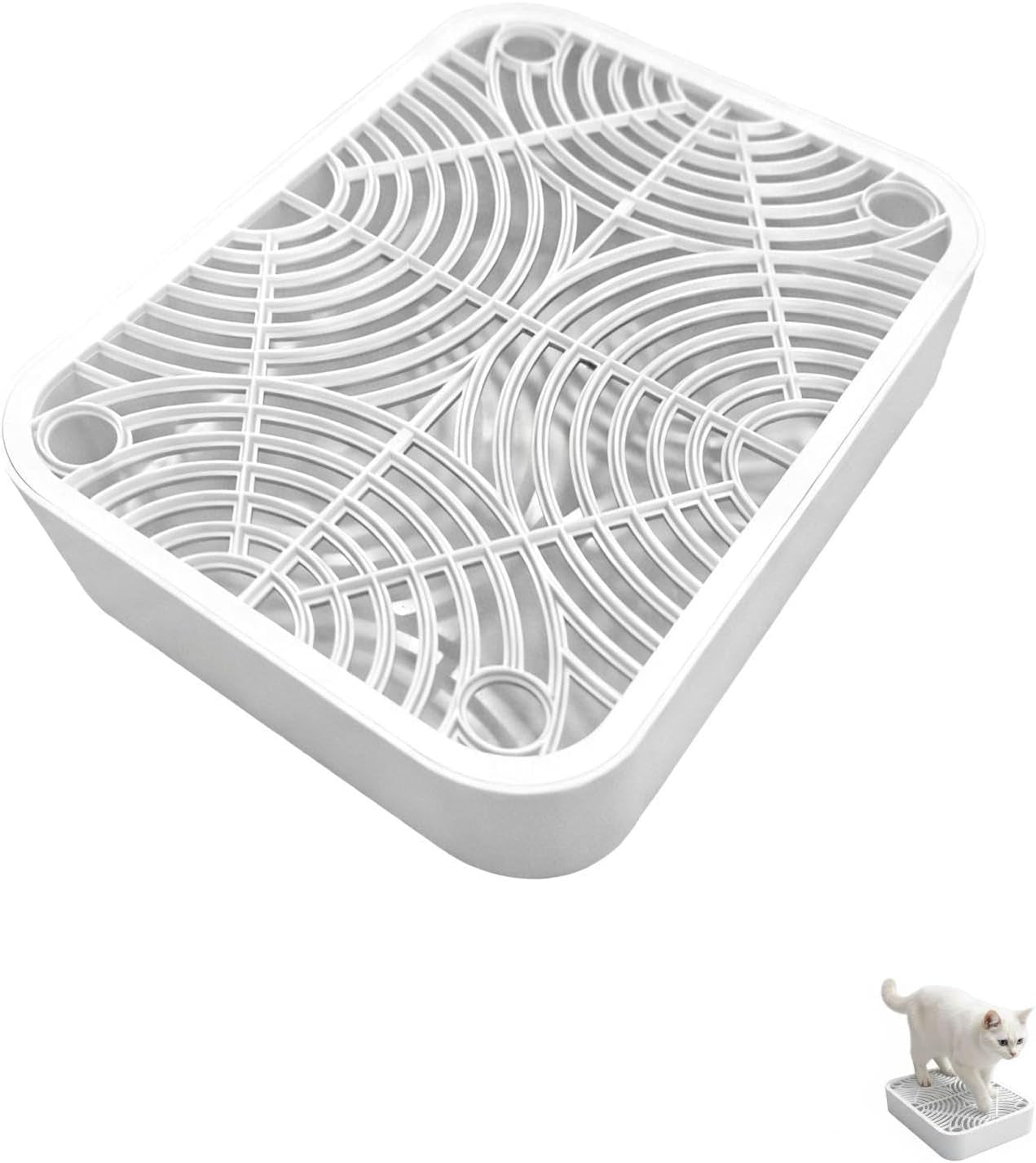 2-in-cat-litter-box-ramp-with-filter-11-8-x-9-8-in-prevents-litter-dispersion-cleans-paws-white