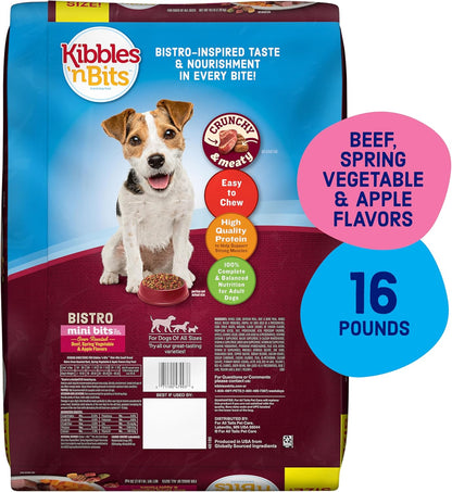 Kibbles 'N Bits Bistro Mini Bits Small Breed Dry Dog Food, Oven Roasted Beef, Spring Vegetable & Apple Flavors for Adult Dogs, 16 Lb. Bag2