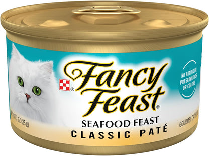 Purina Fancy Feast Seafood Feast Classic Grain Free Wet Cat Food Pate - (Pack of 24) 3 Oz. Cans1