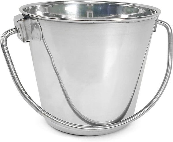 Heavy Duty Stainless Steel Bucket, 1 Quart – Durable Small Metal Bucket for Feeding, Watering Pets & Cleaning – Perfect for Kennels, Critter Crates, Cages and Hanging on Fences1
