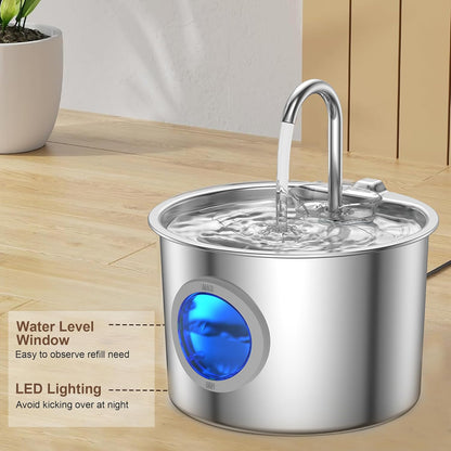 Cat Water Fountain Advanced 304 Stainless Steel 2.2L/74Oz with Detachable Tank, Easy to Clean, Automatic Pet Fountain Quiet Cats Water Dispenser, Perfect for Cats Dogs Indoor7