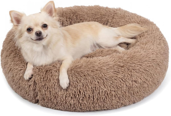Small Calming Dogs Bed for Small Dogs Anti-Anxiety Machine Washable Fluffy Luxury Anti-Slip Waterproof Mute Base Warming Cozy Soft Pet Puppy round Bed37