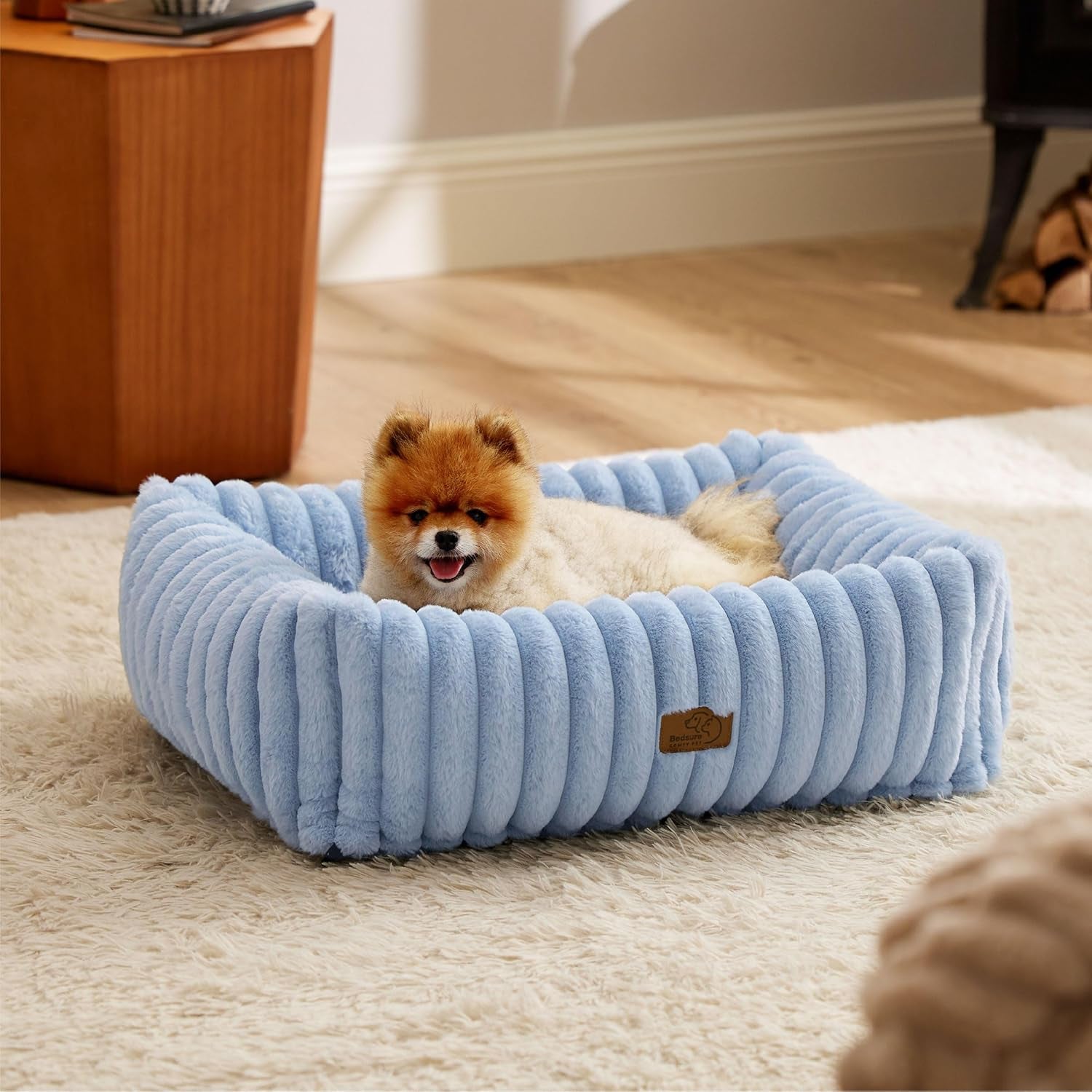 bedsure-comfyfleece™-cute-dog-bed-for-small-medium-dogs-washable-25in-cream-furry-puppy-beds-square-rectangle-orthopedic-corduroy-aesthetic-pet-beds-removable-zipper-cover-non-slip-bottom-up-to-15-lbs