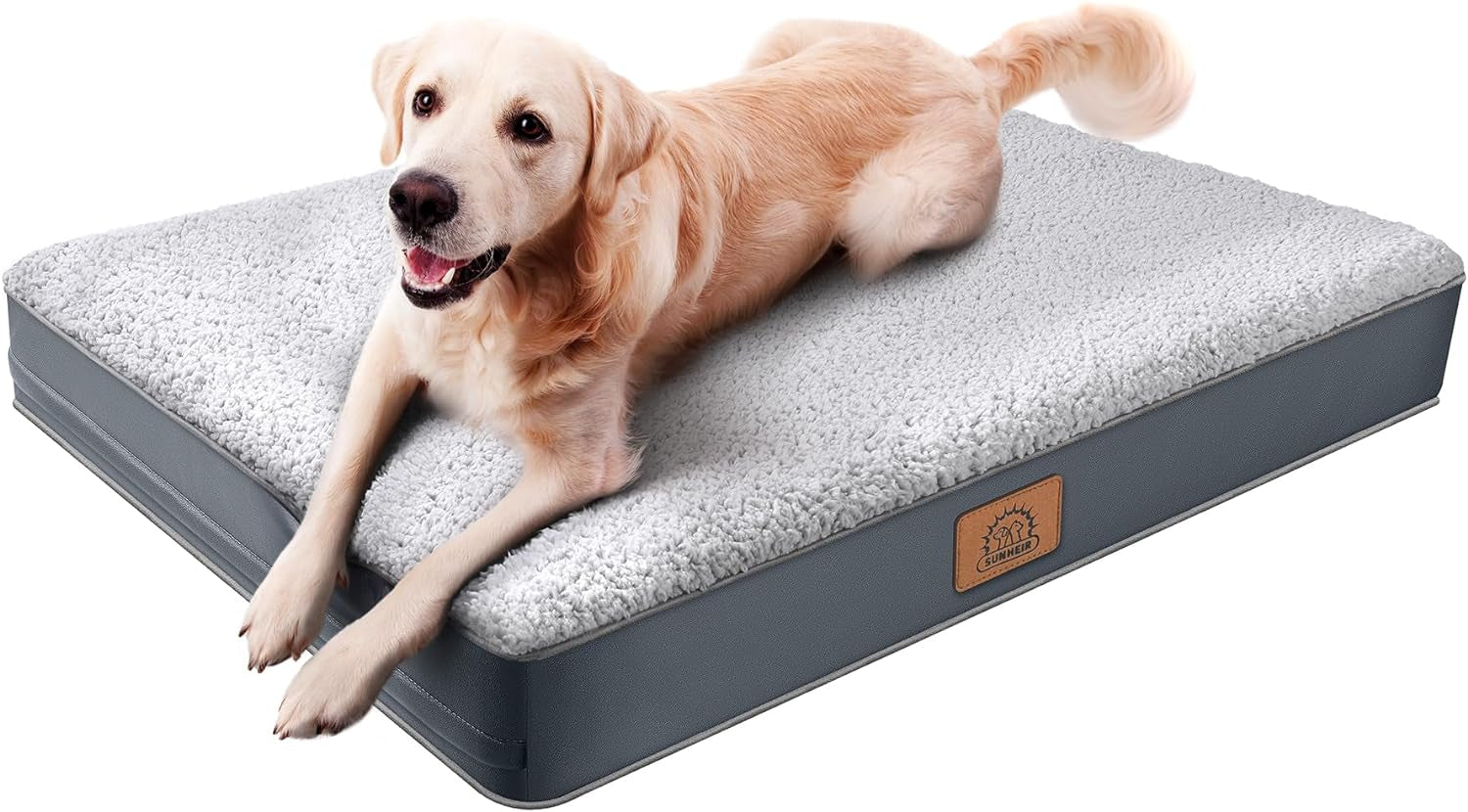 sunheir-orthopedic-dog-bed-for-large-dogs-big-waterproof-dog-crate-bed-with-removable-washable-cover-egg-crate-foam-support-anti-slip-bottom-deluxe-plush-pet-bed-mat-grey