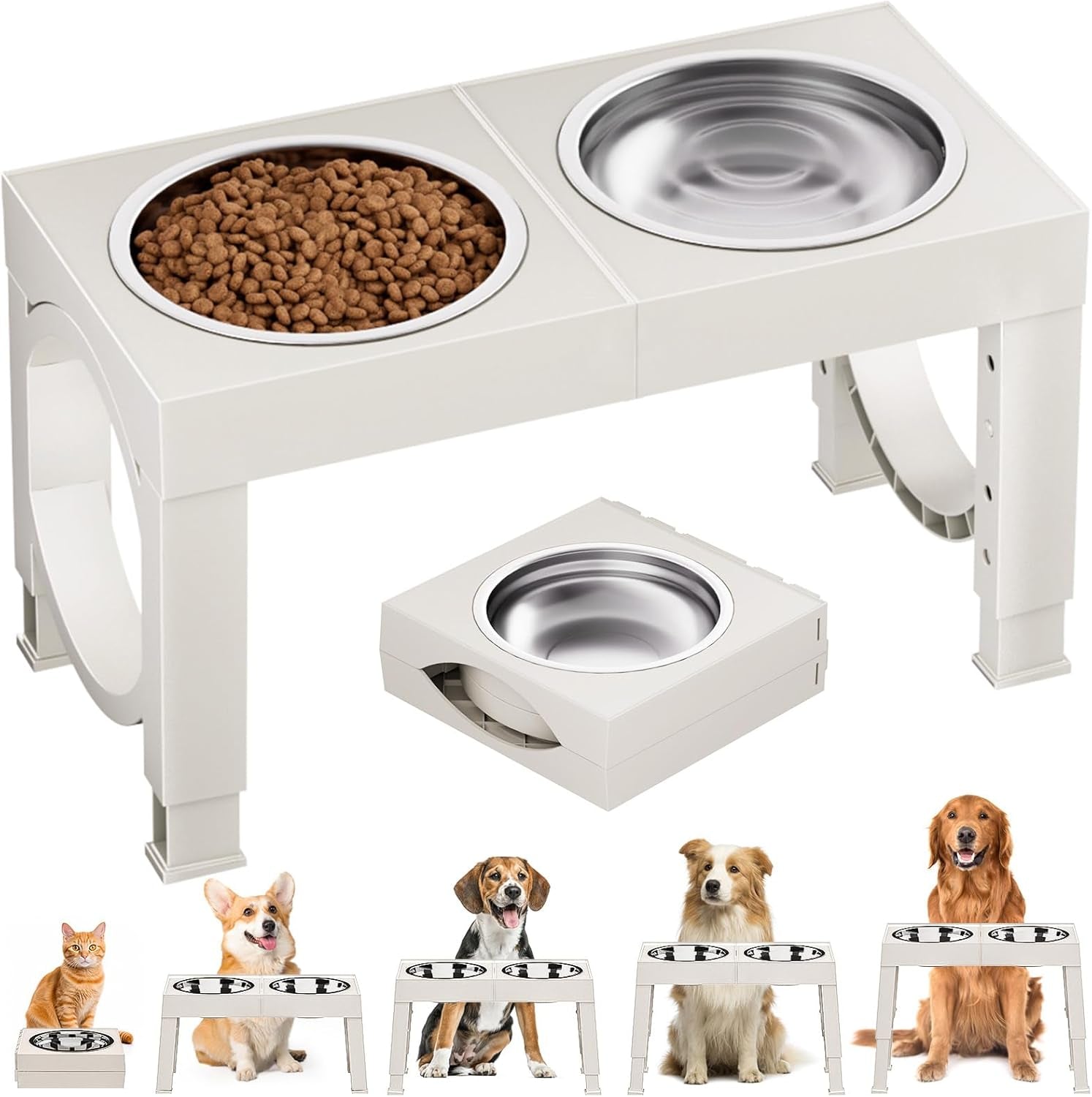 xiaz-elevated-dog-bowls-large-breed-raised-dogs-bowl-stand-large-medium-sized-dog-stainless-steel-food-water-bowl-stands-5-heights-adjustable-9-11-12-14in-black-pet-feeder-dish-station