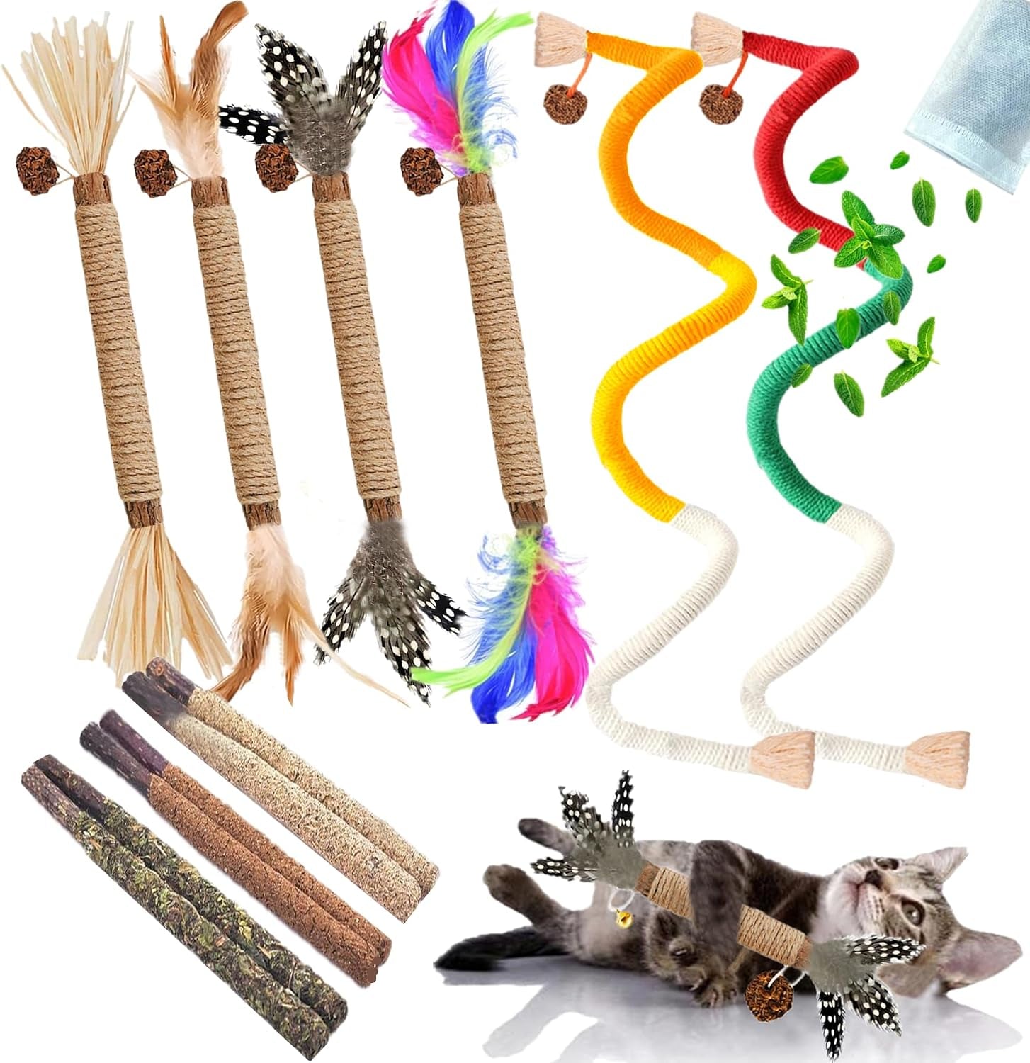 cat-chew-toys-silvervine-sticks-dental-treat-feather-7pack-indoor-real-feathers-silvervine-dual-action-chew-chase-soothes-teething-cleans-teeth-relieves-boredom-indoors-safe-durable-7pk-set