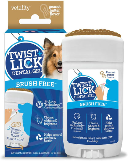 Twist + Lick Dental Gel for Dogs, Cleans Teeth and Freshens Breath for 24 Hours, Chicken Flavor, 2 Oz, 30 Day Supply10