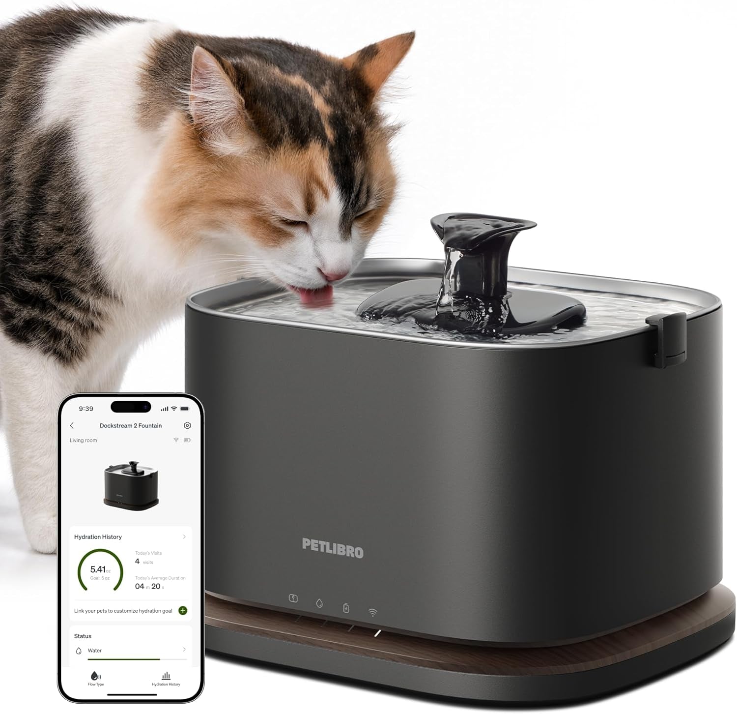 petlibro-cat-water-fountain-stainless-steel-tray-cordless-cat-fountain-battery-operated-3l-101oz-pet-water-fountain-app-monitoring-quiet-cat-fountains-for-drinking-easy-clean-5g-wifi-cat-dispenser