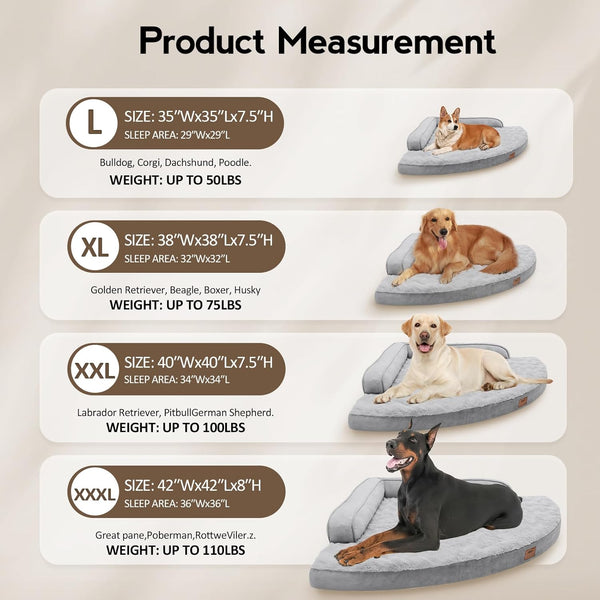 MEKIY Orthopedic Waterproof Dog Bed with Sides for Extra Large Sizes Dogs | Egg Crate Foam, Waterproof Liner, Anti-Slip Bottom, Space-Saving, Perfect for Corners and Sofa Edges, 40 X 40 Inch6