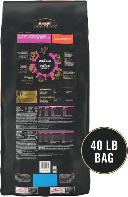 Purina Pro Plan Sensitive Skin and Stomach Dog Food Dry, Adult Salmon & Rice Formula, Digestive Health - 40 Lb. Bag9