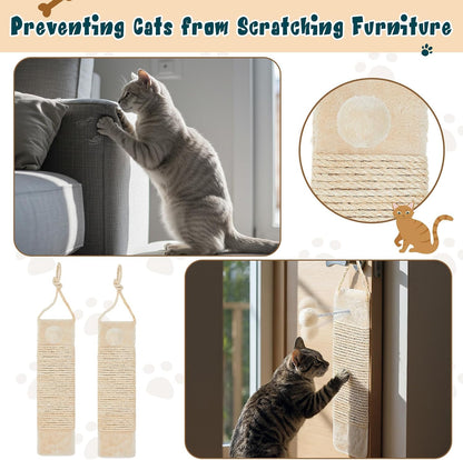 Dansydaisy 2 Pcs Cat Scratcher Door Hanging, 19.3 X 5.5Inch Cat Scratching Post Wall Mounted, Natural Sisal Scratching Pad Surface with Ball Toy for Indoor Cats Kitty4