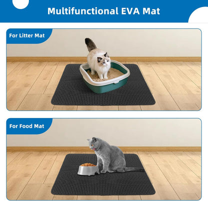 Cat Litter Mat for Indoor Cats Eva Double-Layer Litter Box Mat Washable for Easy Cleaning Cat Rug Collects Litter and Prevents Liquid Leakage (Gray, 23.6×15.7Inch)7