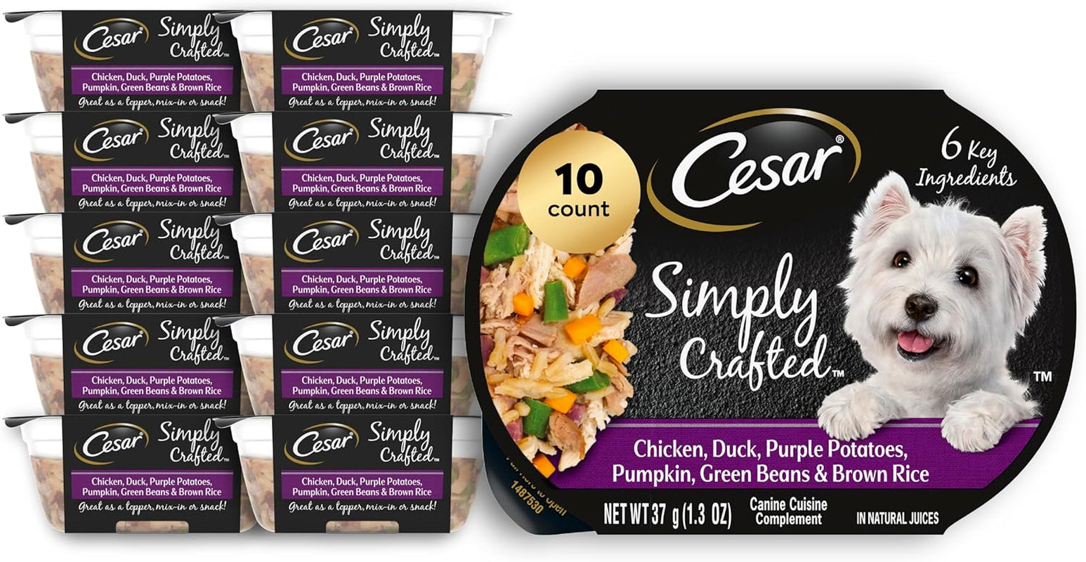 cesar-simply-crafted-wet-dog-food-toppers-chicken-1-3-oz-10-count-real-chicken-1-ingredient-no-by-products-or-artificial-flavors-slow-cooked-easy-to-digest-single-serve-tubs