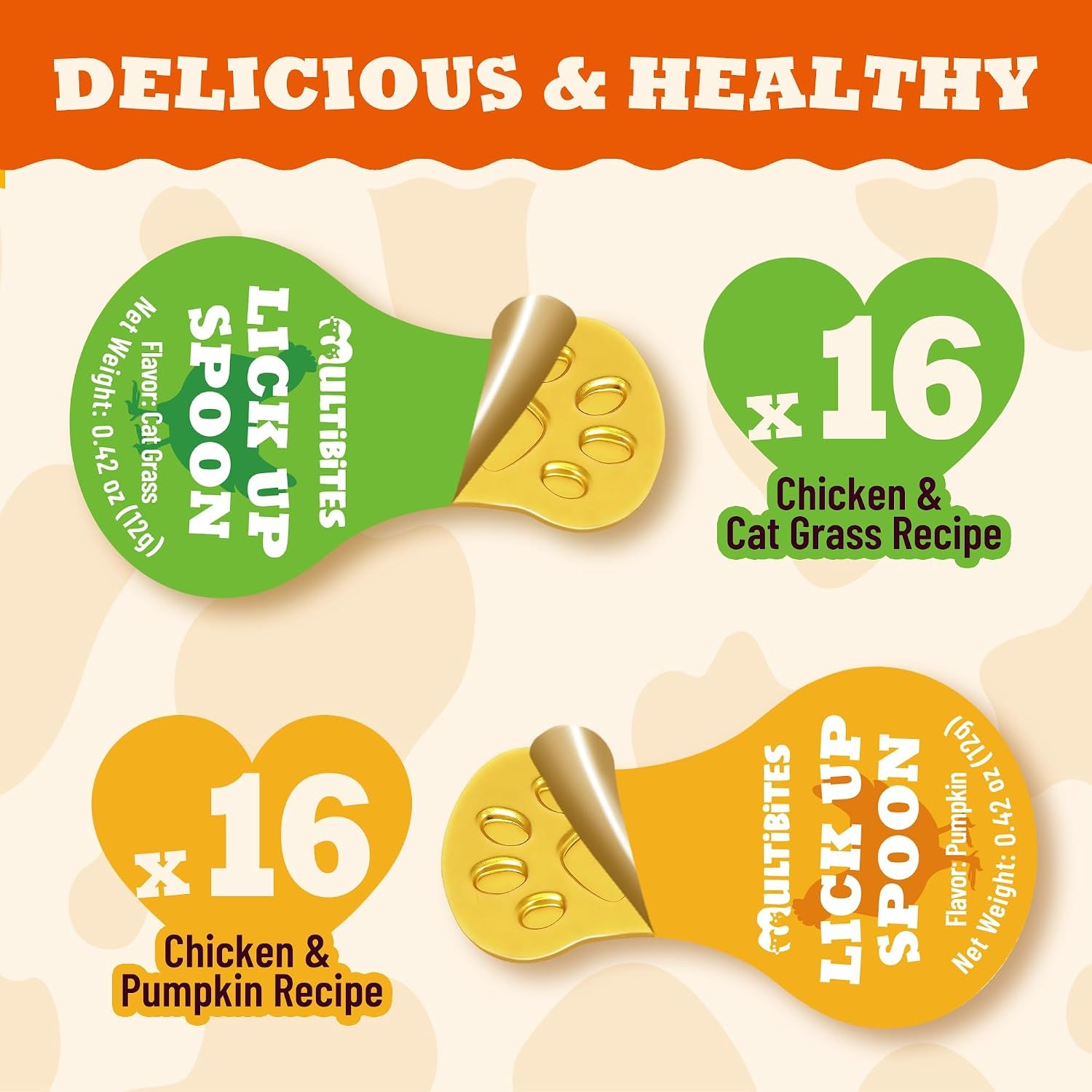 lickable-cat-treats-with-lick-up-spoons-healthy-wet-cat-snacks-for-digestive-support-grain-free-kitten-treats-with-taurine-vitamins-cat-grass-pumpkin-variety-pack-32-spoons