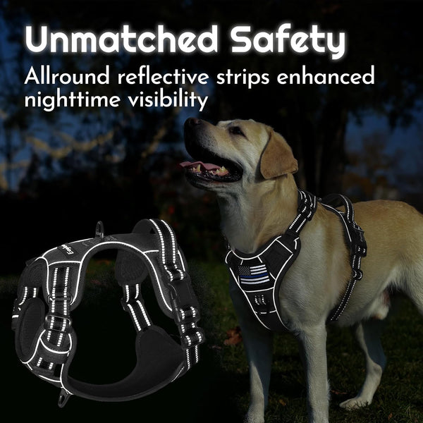 Eagloo Dog Harness No Pull for Large Dogs, Easy on & off with 3 Buckles | No Choke with Front Clip, Adjustable Fit, MOLLE System, Reflective Vest, Easy Control for Walking, Black, Large8