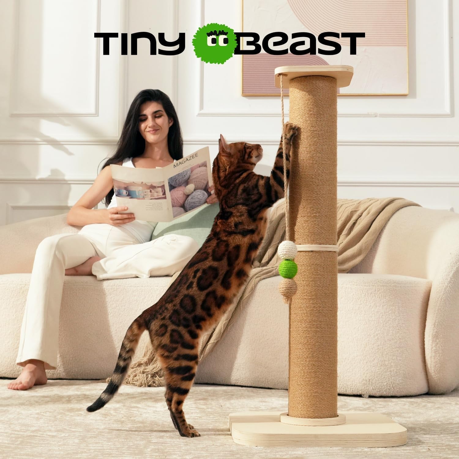 tinybeast-wooden-cat-scratching-post-sturdy-35-tall-natural-sisal-cat-scratcher-with-thick-solid-wood-base-for-adult-cats-indoor-jumbo-durable-stable-cat-scratcher-tower