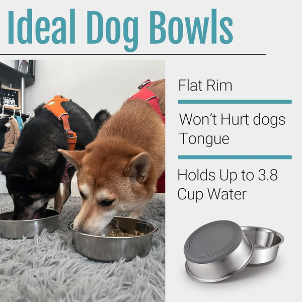 PEGGY11 Nonslip Stainless Steel Dog Bowls, 3.8 US Cup, 2 Count | No Slide Silicone Bottom, Dishwasher Safe, Easy to Clean, Stackable Design4