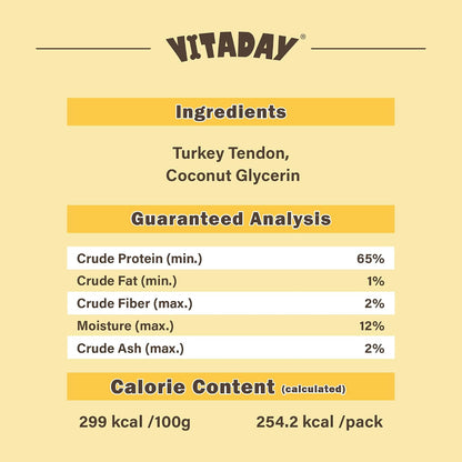 VITADAY Turkey Tendons for Dogs, All Natural, Healthy Dog Treats, Long Lasting, Hypoallergenic Dog Chews, Rawhide Free, Usa-Sourced, for Small Dogs, Strips, 3 Oz Pack | Long-Lasting Dog Training Treats, Rawhide-Free Made of Usa-Sourced Turkey5