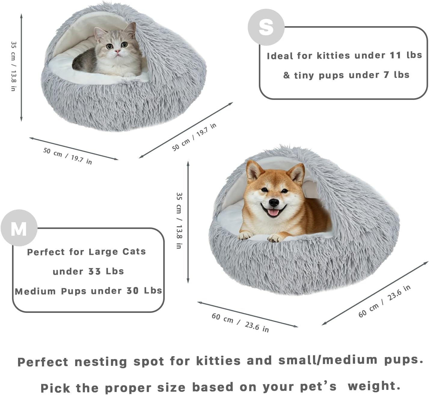 cat-cave-for-indoor-cats-fluffy-hooded-enclosed-pet-bed-for-small-dogs-24-inch-washable-dog-bed-for-puppy-and-kitten-with-anti-slip-bottom-anti-anxiety-light-grey