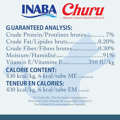 INABA Churu Cat Treats, Grain-Free, Lickable, Squeezable Creamy Purée Cat Treat/Topper with Vitamin E & Taurine, 0.5 Ounces Each Tube, 4 Tubes, Tuna with Salmon Recipe3