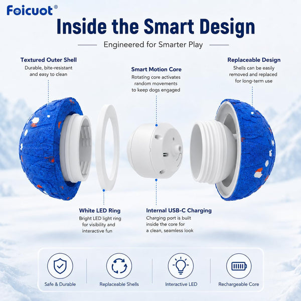 Interactive Dog Ball Toy[Newly Upgraded], Durable E-TPU Material, 3 Play Modes with Colorful Lights, E-TPU USB-C Rechargeable, IPX7 Waterproof Rating for Puppy, Medium and Large Dogs4