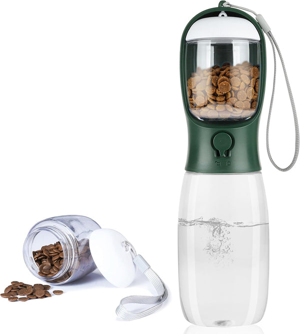 Dog Water Bottle with Food Container, Portable Leak Proof Pet Water Dispenser for Walking Hiking Travel, Puppy Essentials Accessories for Small Large Dogs, Dog Gifts (10Oz/15Oz/19Oz)23