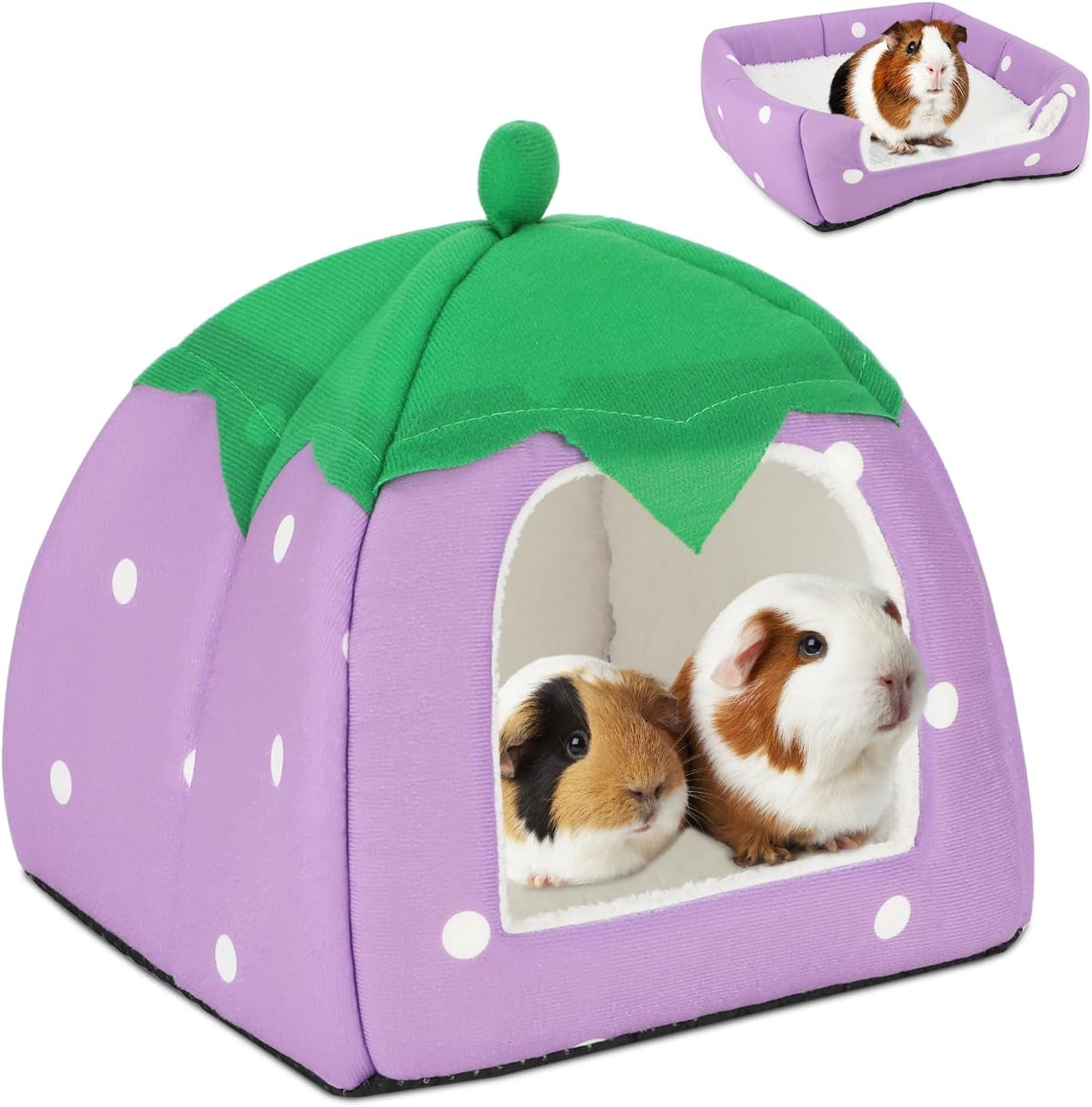 bwogue-guinea-pig-bed-hideout-washable-hamster-cave-for-small-animals-removable-cushion-for-cleaning-warm-fleece-nest-washable-bed-10-23-x-10-23-x-11-in-dwarf-rabbits-hedgehogs