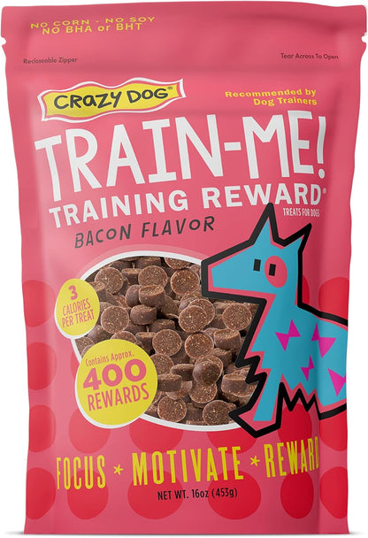 Crazy Dog Train-Me! Training Treats 16 Oz. Bag, Bacon Flavor, with 400 Treats per Bag, Recommended by Dog Trainers1