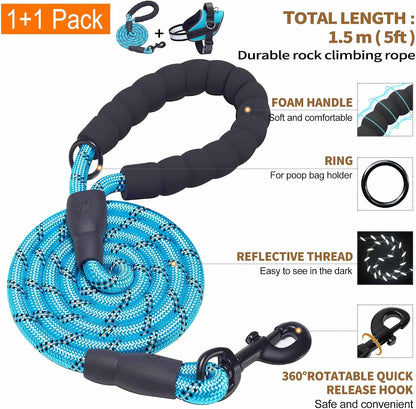 Haapaw Essential Dog Harness, No Pull Pet Vest with 3 Leash Clips, No Choke, Reflective, Adjustable and Padded, for Easy Walking and Training for Medium Dogs(M, Blue)5