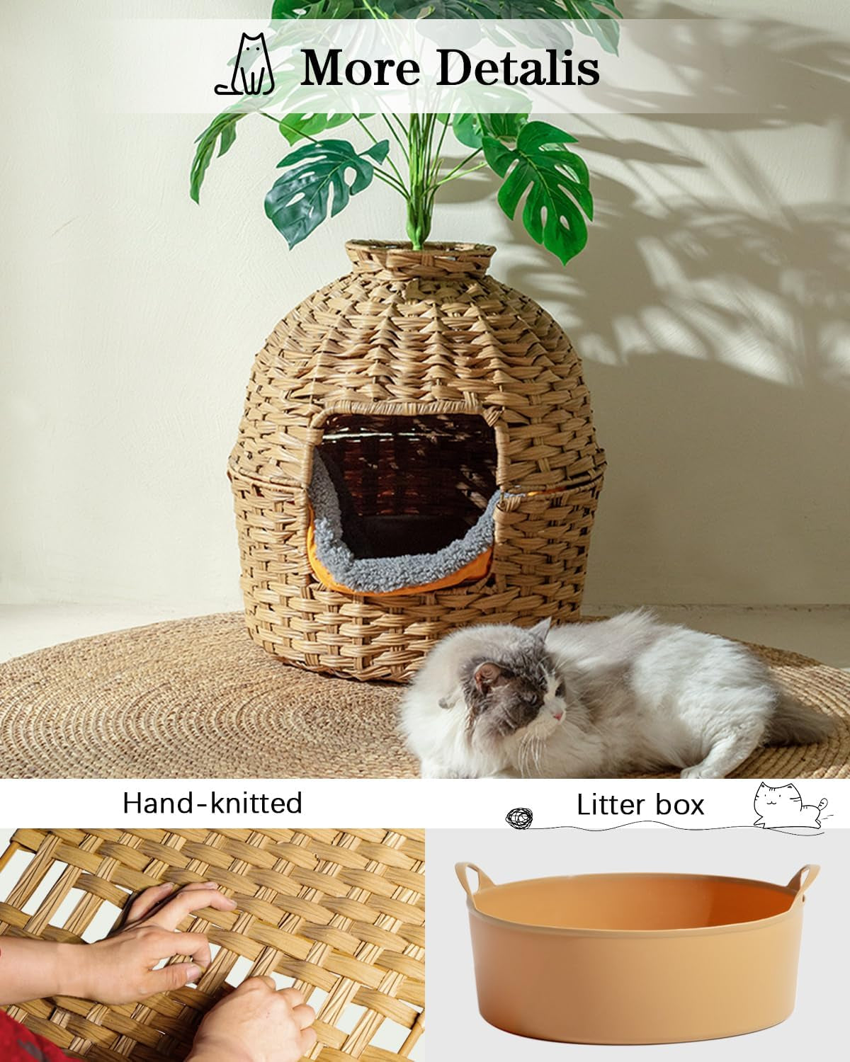 setvson-cat-litter-box-plant-furniture-enclosure-rattan-pe-house-natural-decorative-planter-design-removable-top-for-easy-cleaning-includes-artificial-plants-real-stones-20-x-20-inches