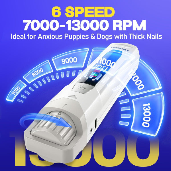 Whisper-Quiet Dog Nail Grinder Kit 50%More Powerful for Sensitive Dogs,Cats | 6-Speed Pet Nail Clippers & Trimmers with 4 LED Lights,3 Grinding Bits, No Over-Cutting,Stress-Free Grooming Set for All Pets3