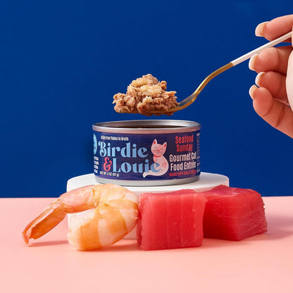 Birdie & Louie Wet Cat Food Variety Pack of Tuna Flavors | 6 Cans of 5 Different Tuna Flavors | All Natural Ingredients, Grain Free | 3 Oz Cans, Bulk Case of 30 Cans5