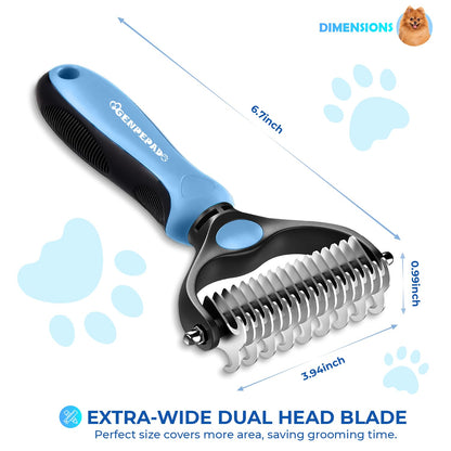 Undercoat Rake for Dogs & Cats, Dematting Comb with Extra Wide Double-Sided Stainless Steel Teeth for Detangling, Deshedding, Brushing, Thinning & Removing Shed Fur, Knots, Mats, and Tangles in Pets3